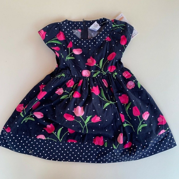 Gymboree Other - Gymboree Girl Navy Blue Polka Dot Tulip Cotton 2T